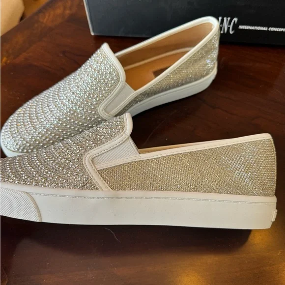 INC Silver Rhinestone Slip-On Sneakers - Picture 3 of 9